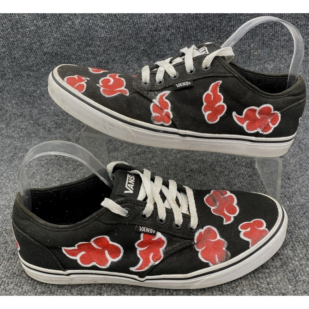 Vans Custom Painted Naruto Akatsuki Red Cloud Shoes Mens 10.5 Low Top Sneakers